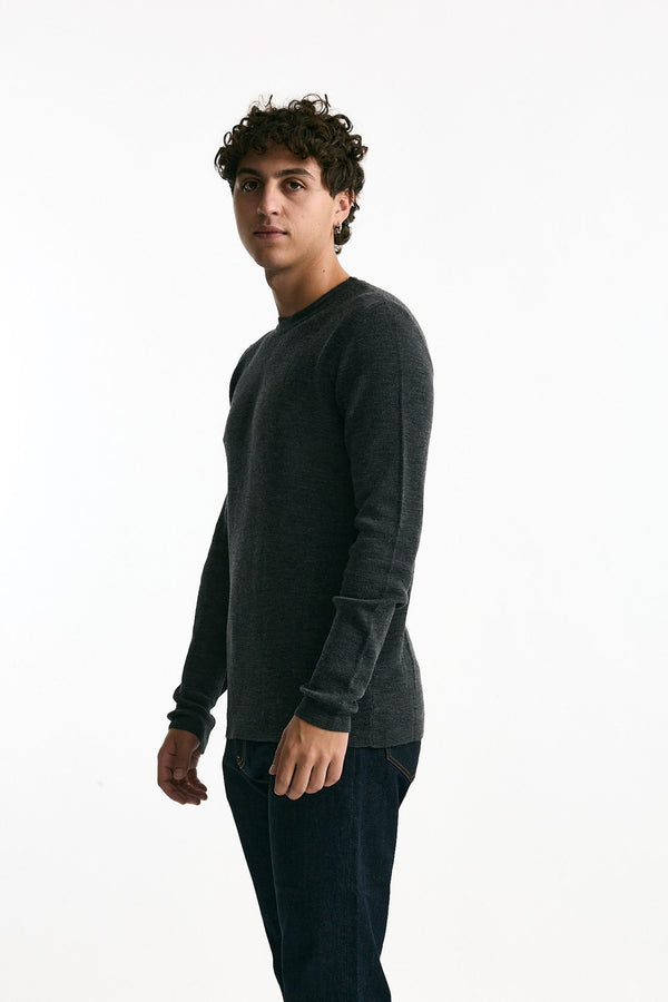 Maglia girocollo in lana grigio uomo Grifoni