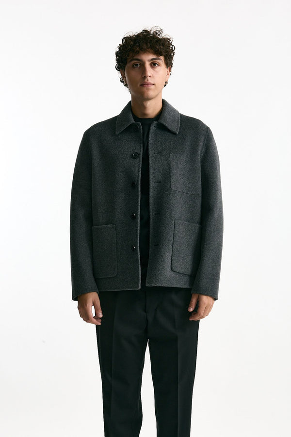 Caban in panno di lana e cashmere grigio uomo Grifoni