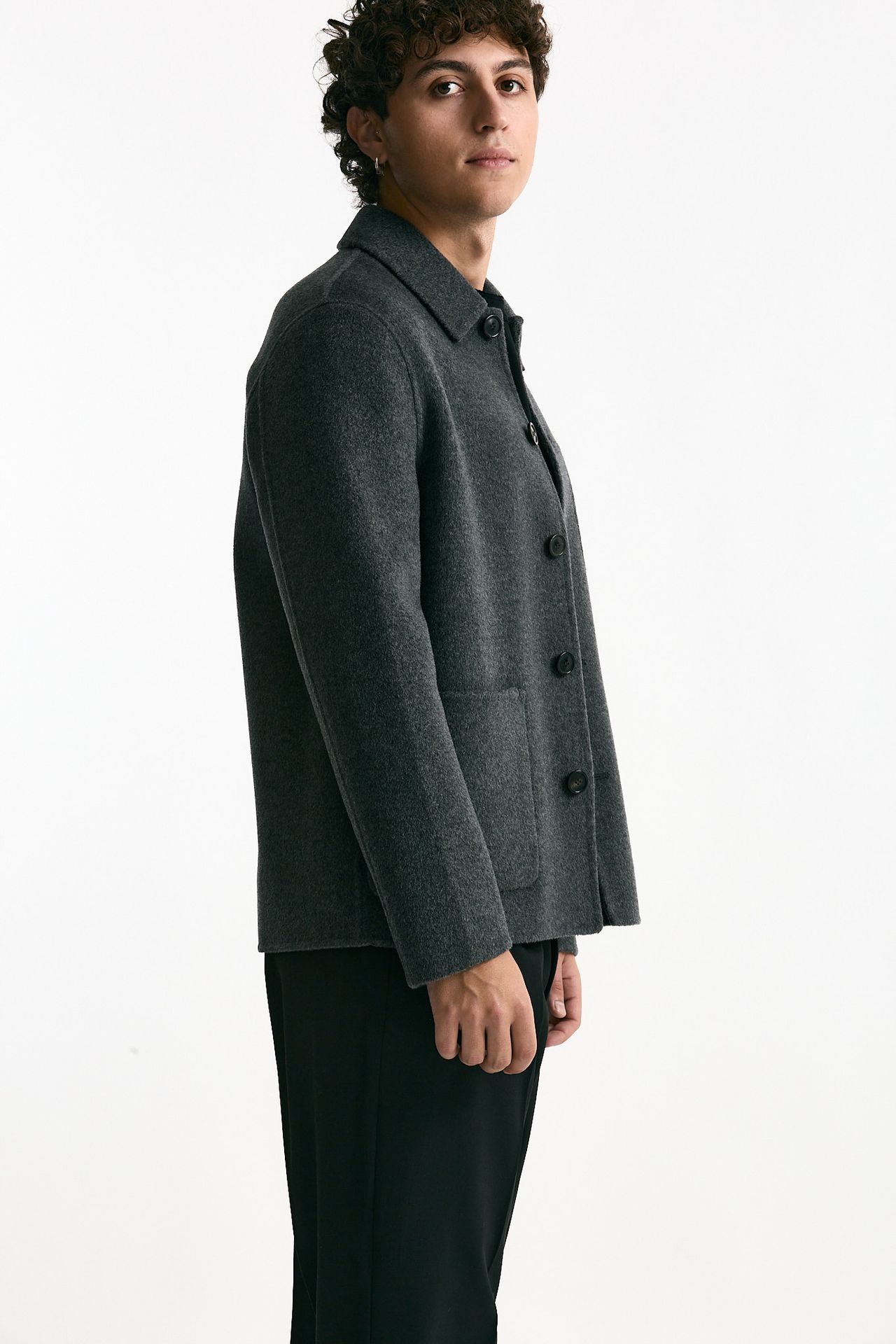 Caban in panno di lana e cashmere grigio uomo Grifoni - 1