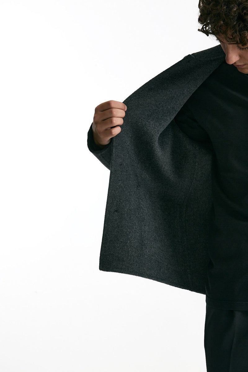 Caban in panno di lana e cashmere grigio uomo Grifoni - 5