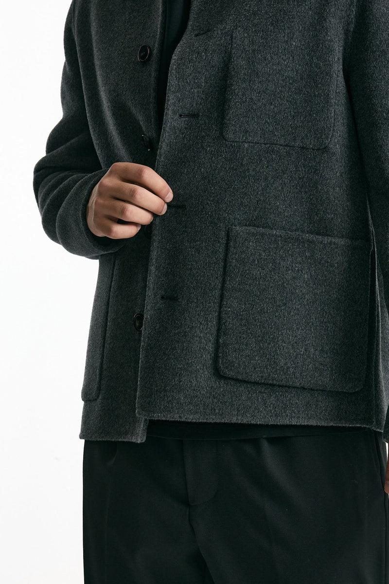 Caban in panno di lana e cashmere grigio uomo Grifoni - 6