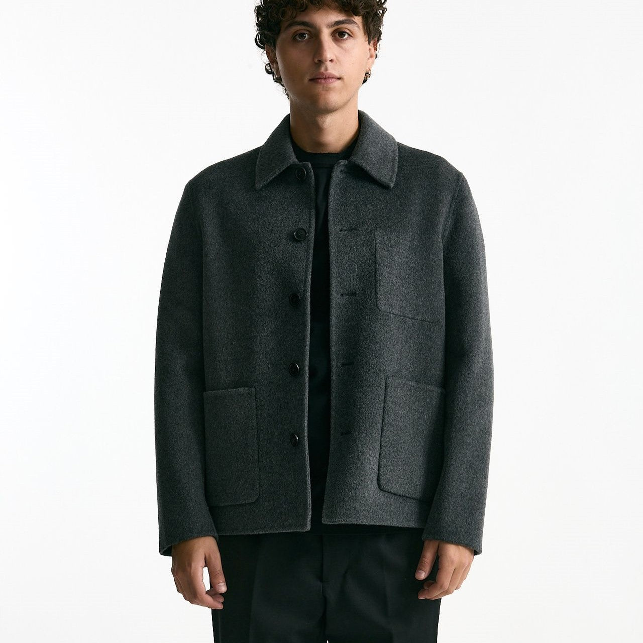 Caban in panno di lana e cashmere grigio uomo Grifoni - 8