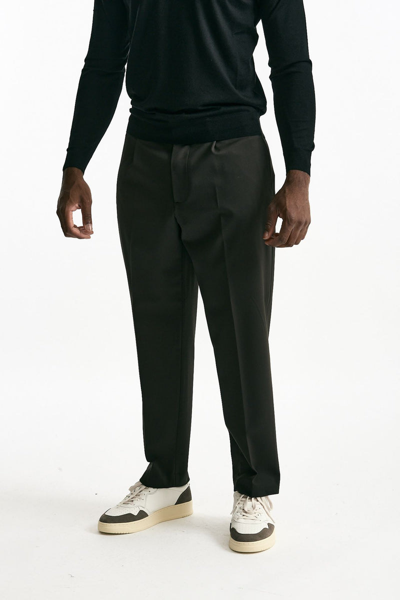 Pantalone pinces in misto lana stretch marrone uomo Grifoni - 2