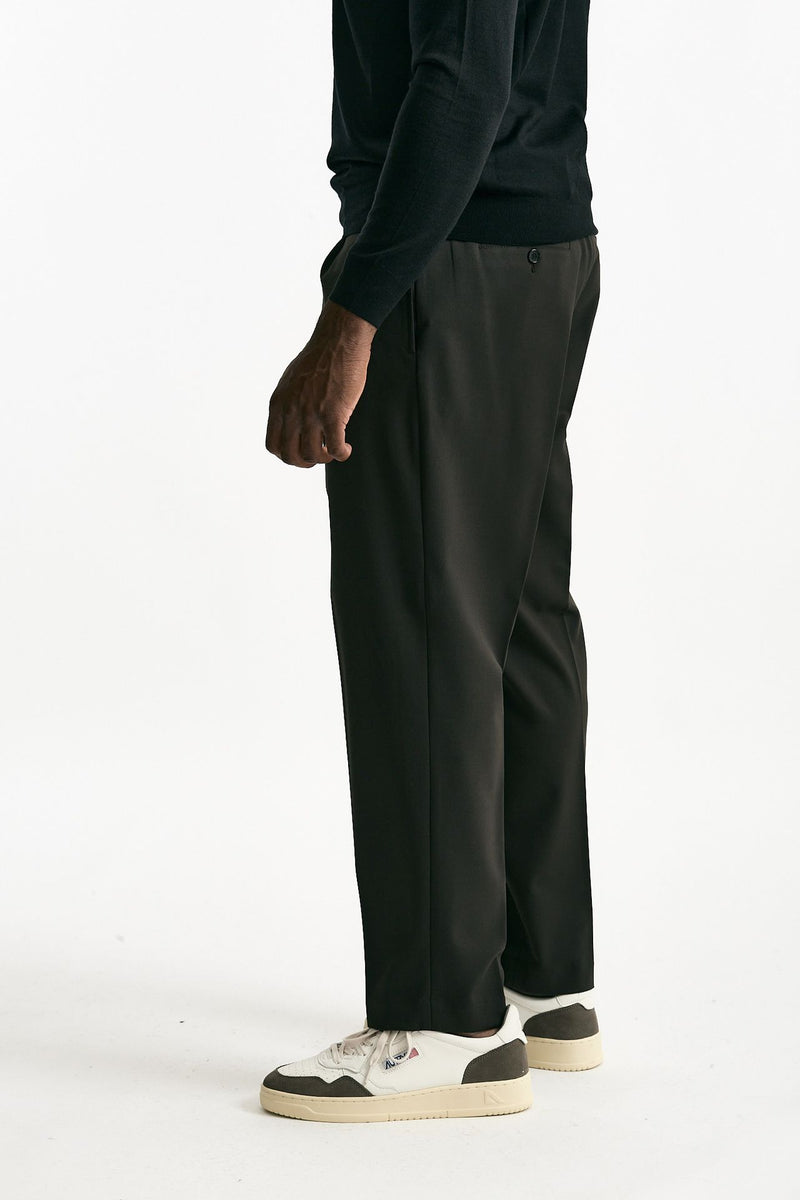 Pantalone pinces in misto lana stretch marrone uomo Grifoni - 3