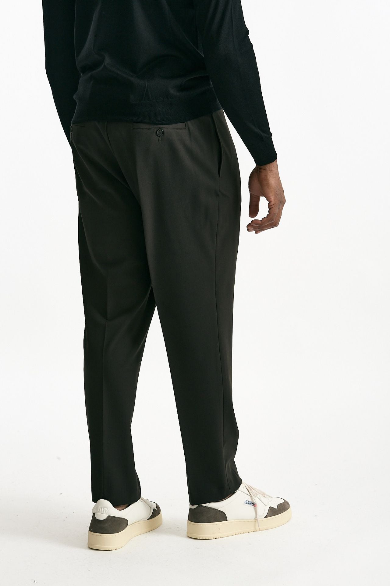 Pantalone pinces in misto lana stretch marrone uomo Grifoni - 4