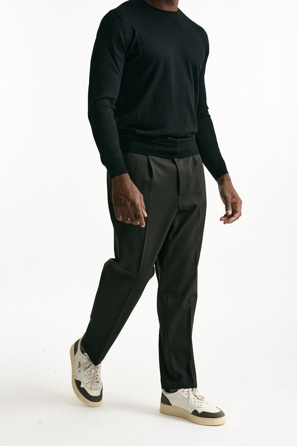 Pantalone pinces in misto lana stretch marrone uomo Grifoni