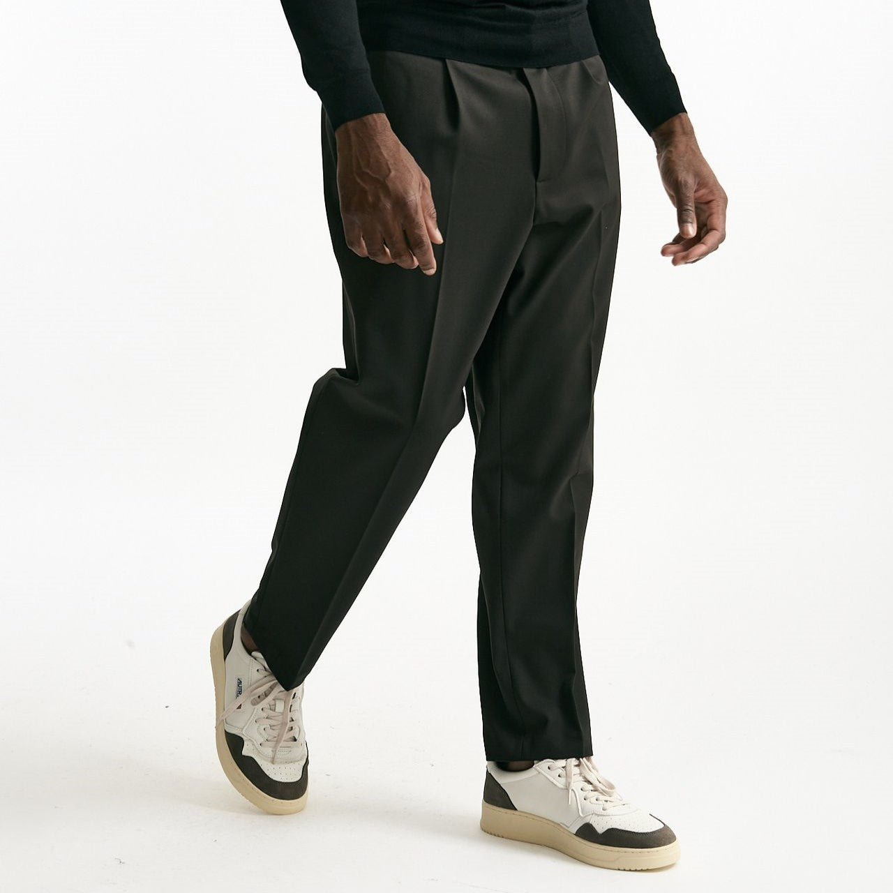 Pantalone pinces in misto lana stretch marrone uomo Grifoni - 8