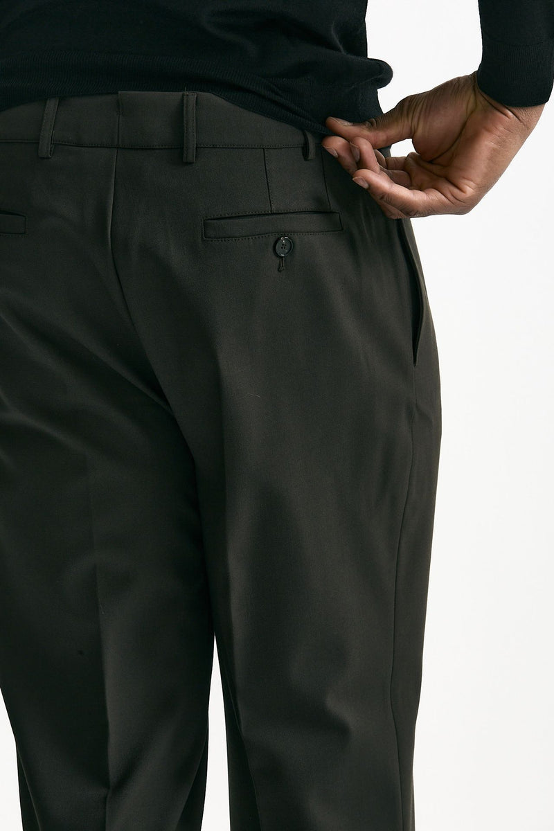 Pantalone pinces in misto lana stretch marrone uomo Grifoni - 7