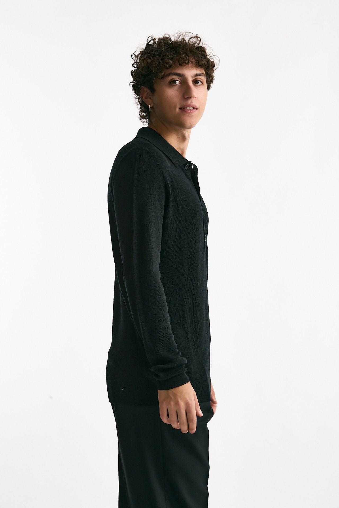 Polo in lana nero uomo Grifoni - 3