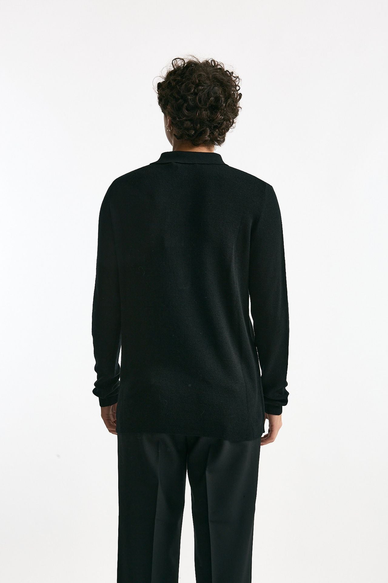 Polo in lana nero uomo Grifoni - 4