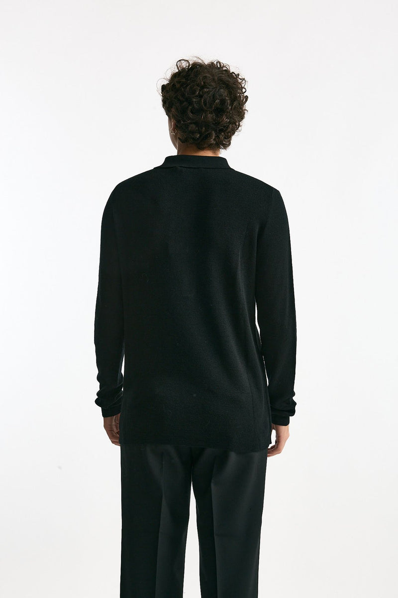 Polo in lana nero uomo Grifoni - 4