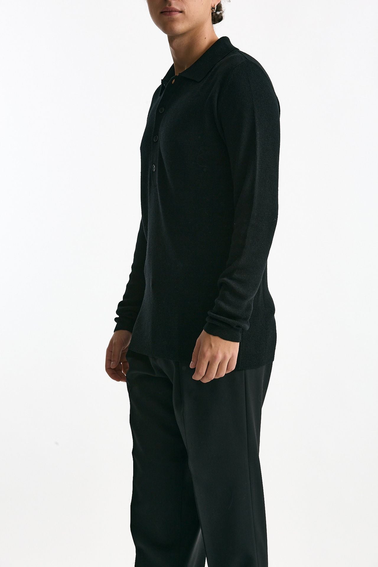 Polo in lana nero uomo Grifoni - 1