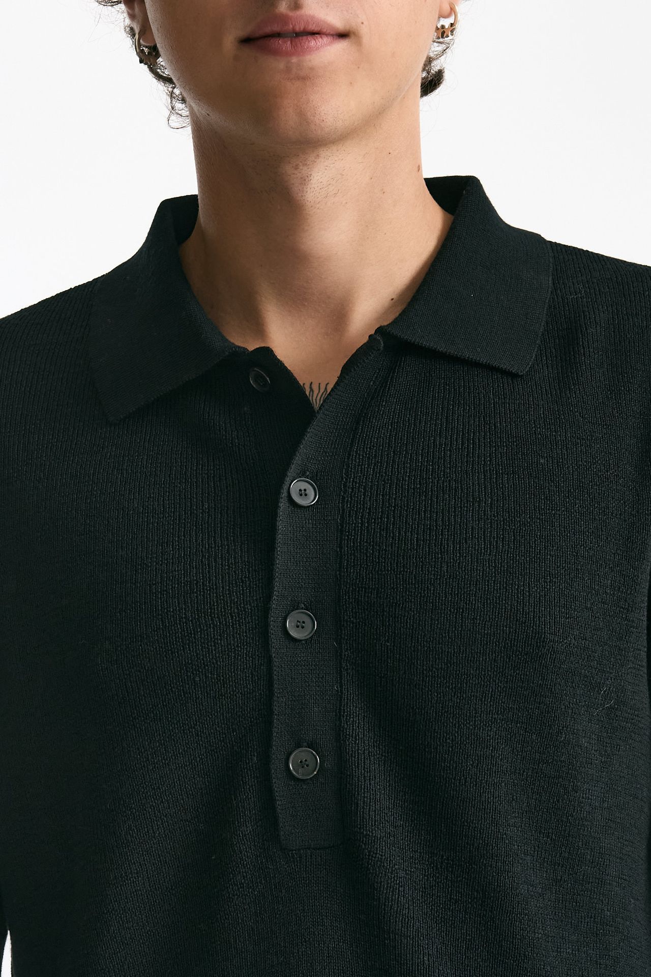 Polo in lana nero uomo Grifoni - 5