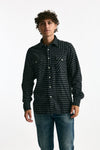 Camicia in flanella di cotone fantasia nero/grigio uomo Guy rover - 1