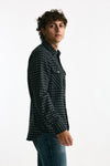 Camicia in flanella di cotone fantasia nero/grigio uomo Guy rover - 2