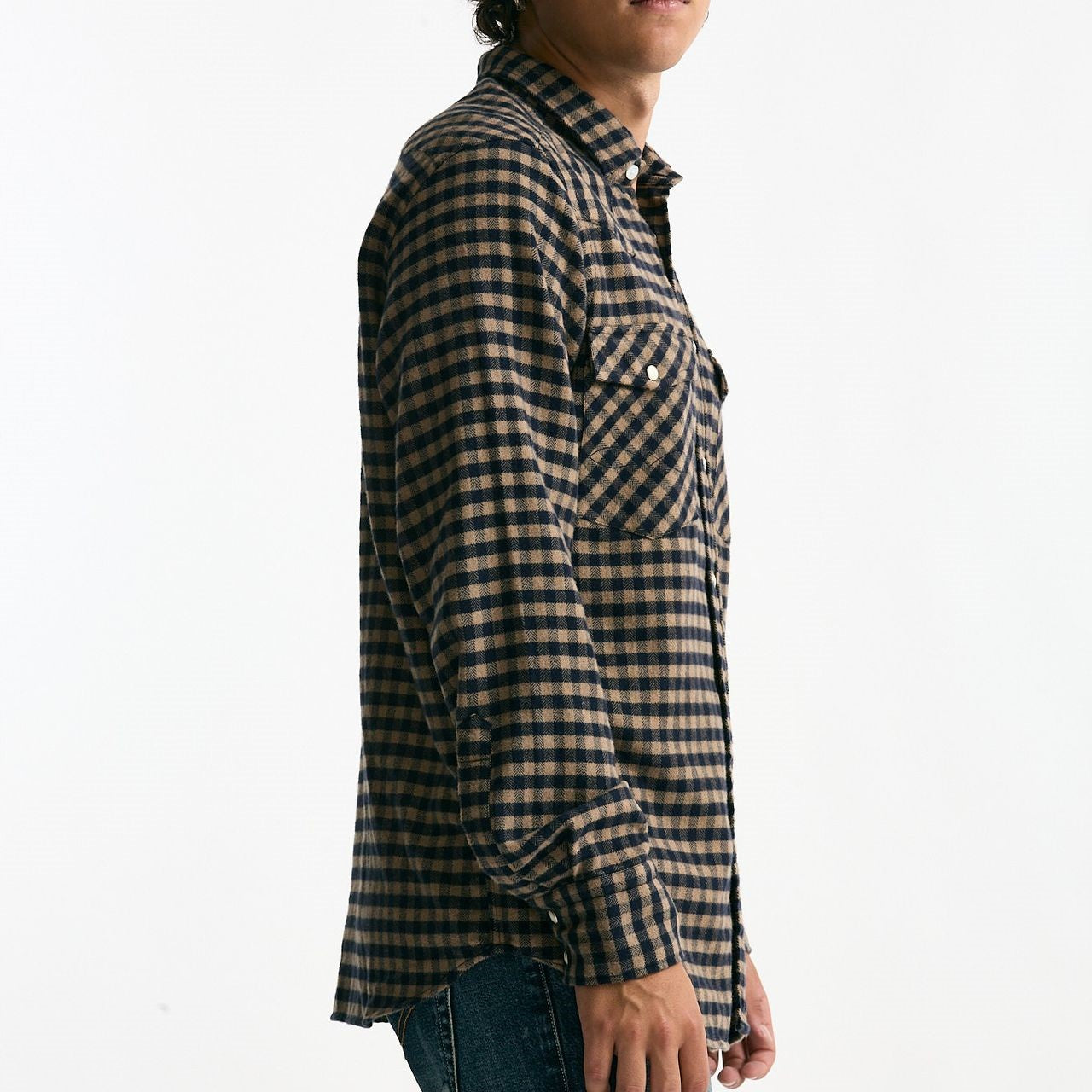 Camicia in flanella di cotone cammello/nero uomo Guy rover - 6