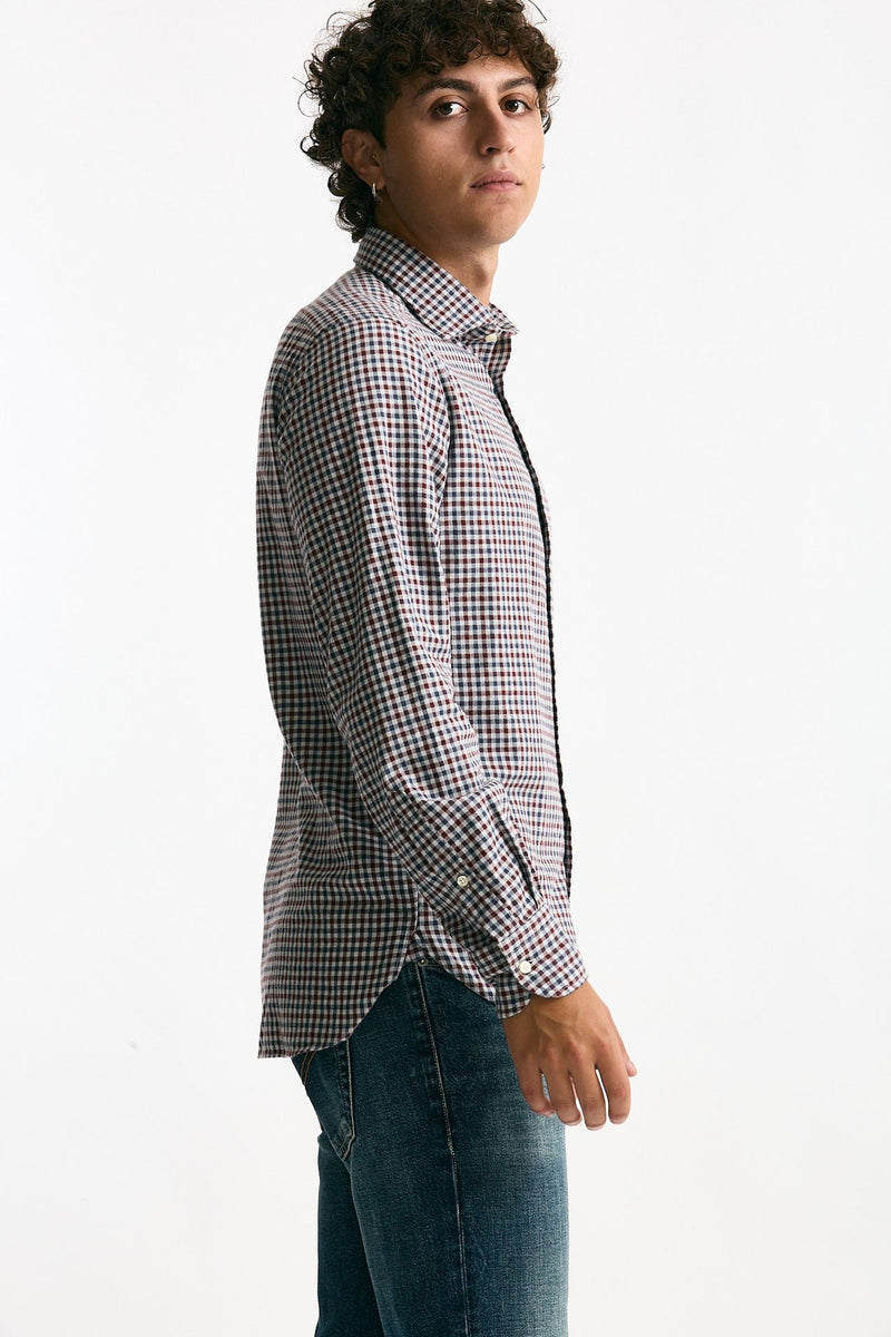 Camicia in cotone Vichy blu/bordeaux uomo Guy rover - 2