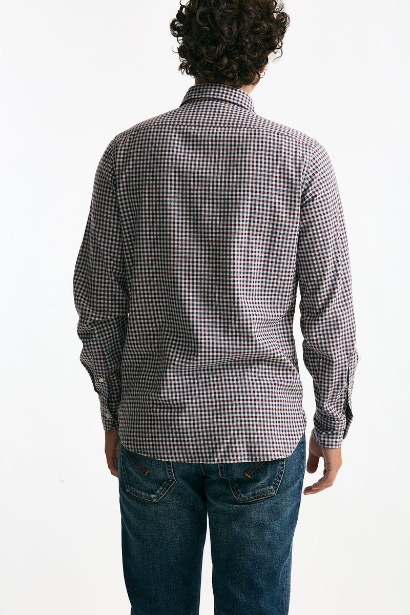 Camicia in cotone Vichy blu/bordeaux uomo Guy rover - 3