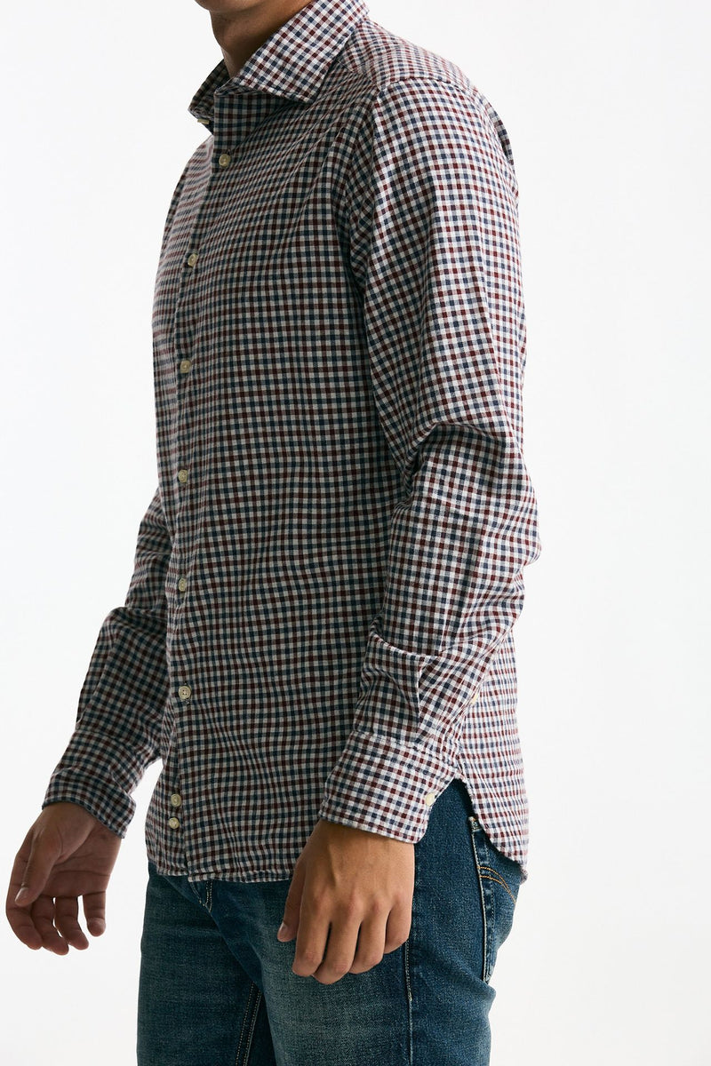 Camicia in cotone Vichy blu/bordeaux uomo Guy rover - 4