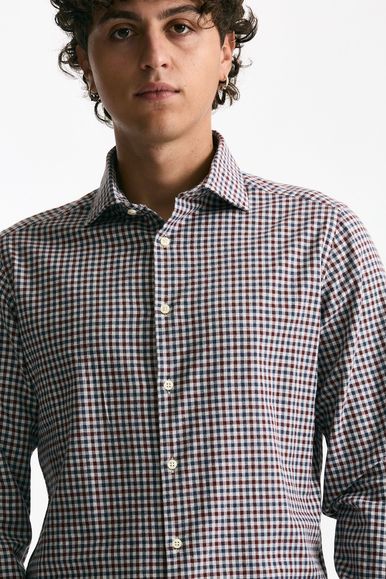 Camicia in cotone Vichy blu/bordeaux uomo Guy rover - 5