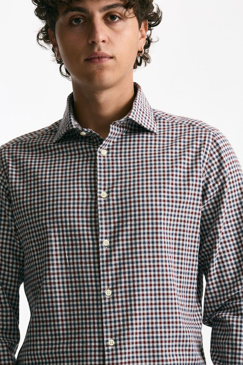 Camicia in cotone Vichy blu/bordeaux uomo Guy rover - 5