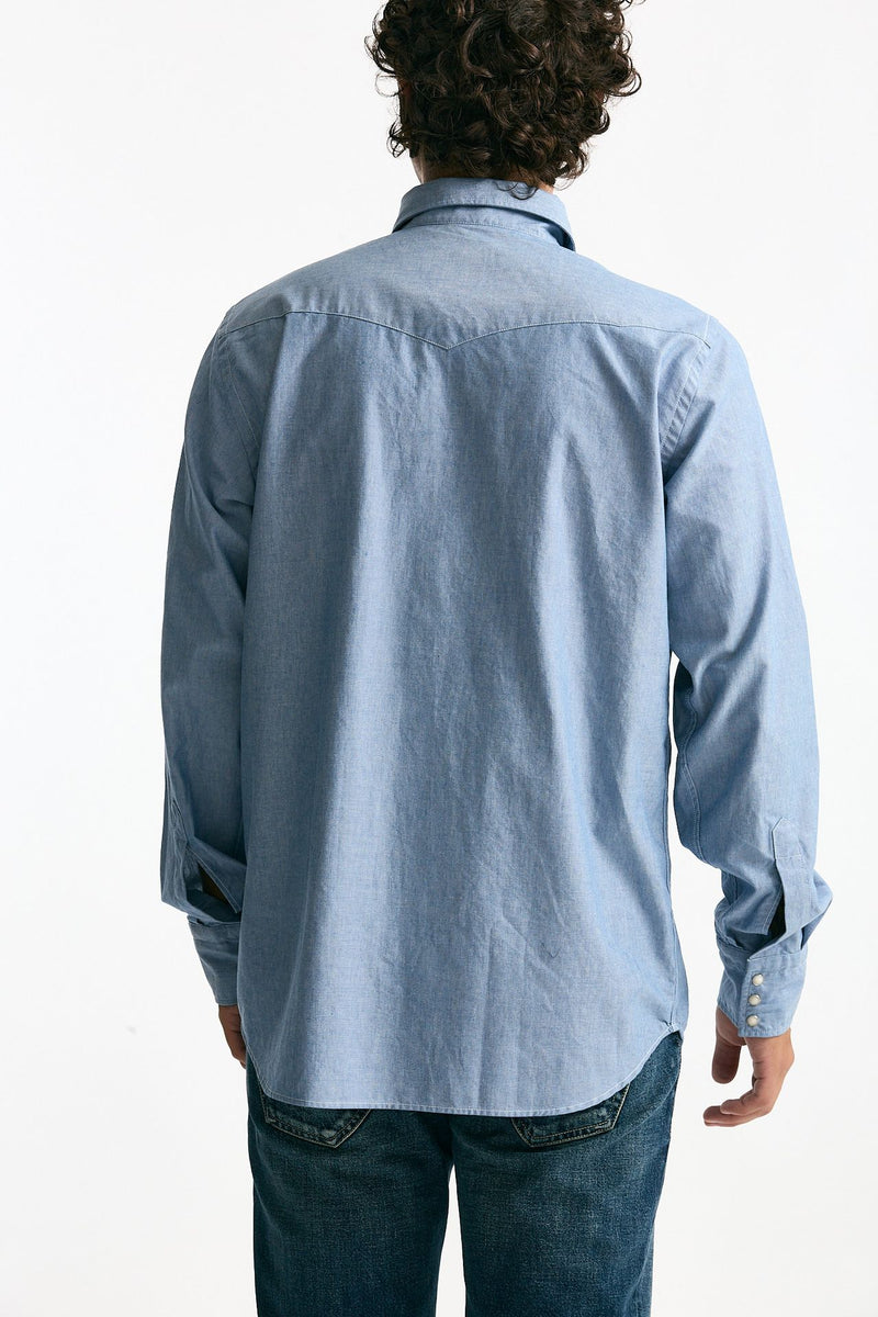 Camicia in chambray di cotone azzurro uomo Guy rover - 3