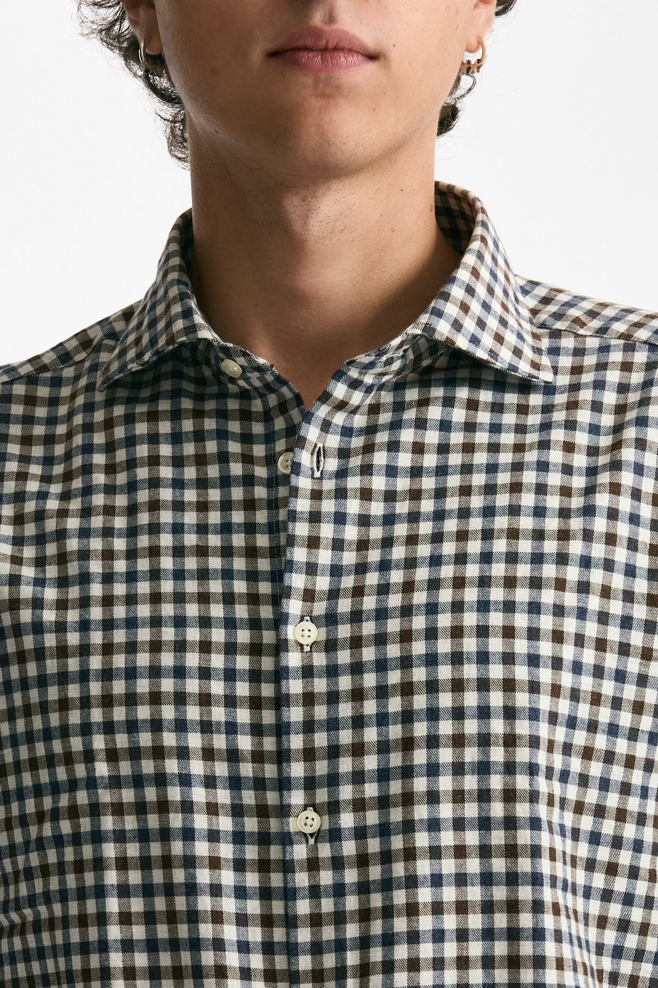 Camicia in cotone vichy marrone e blu uomo Guy rover - 5