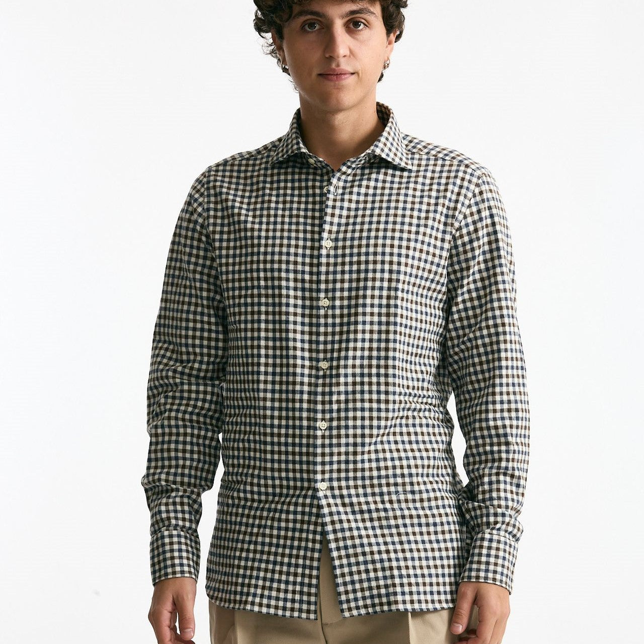 Camicia in cotone vichy marrone e blu uomo Guy rover - 6