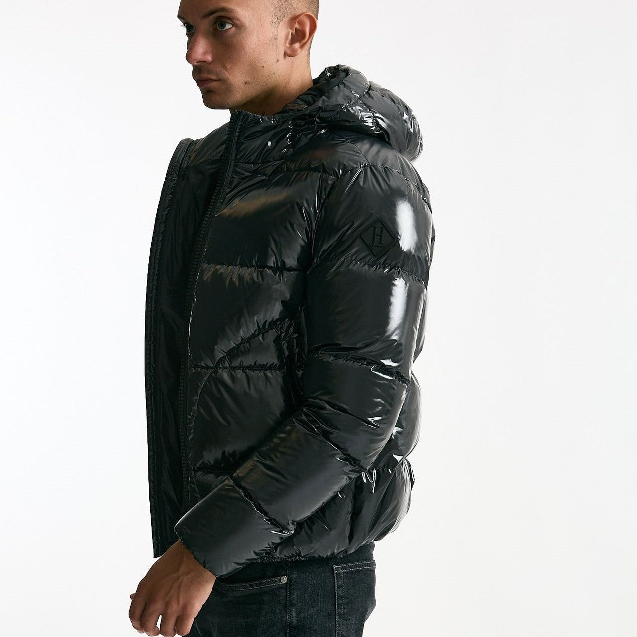 Piumino imbottito in nylon laccato grigio uomo Herno - 8