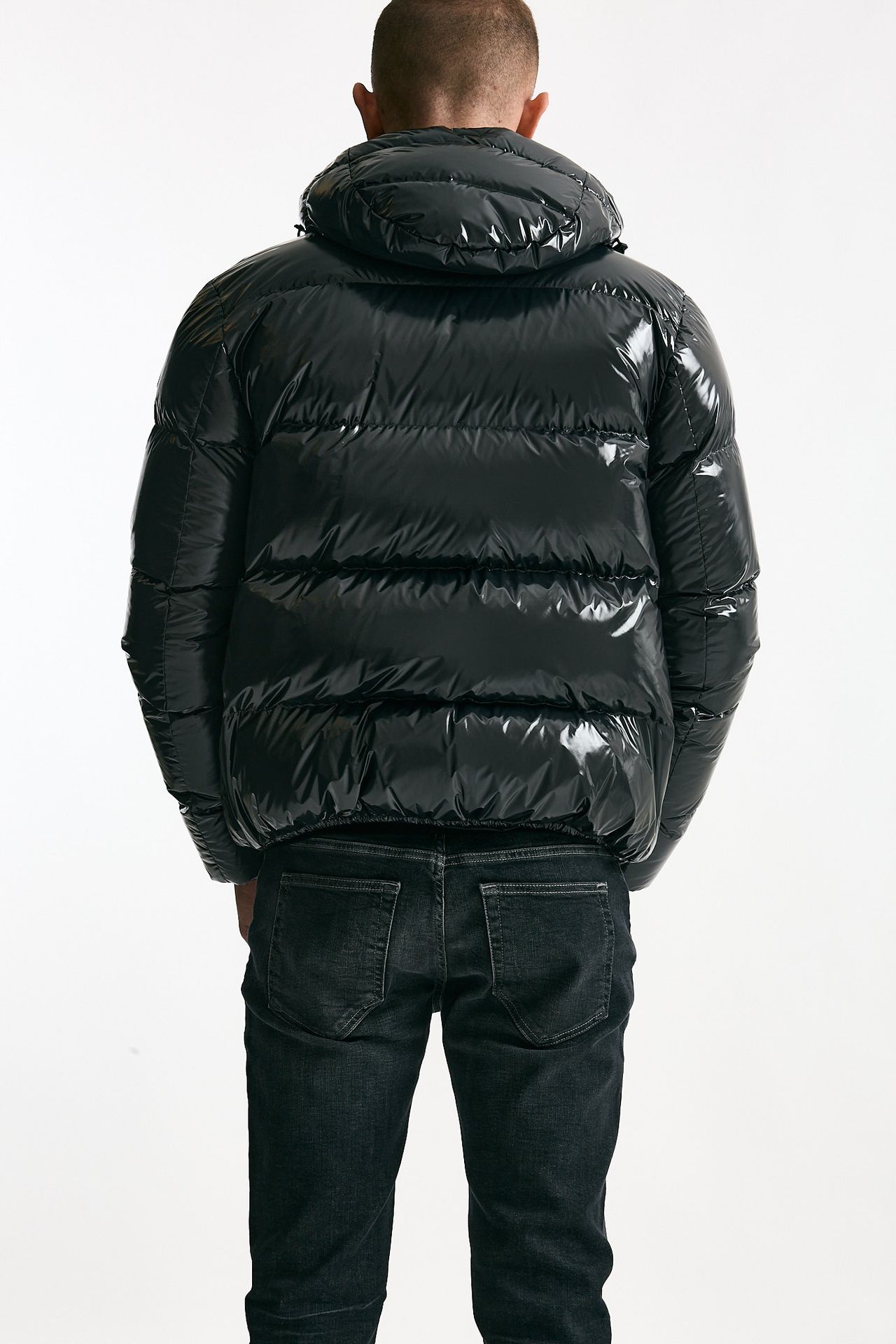 Piumino imbottito in nylon laccato grigio uomo Herno - 3