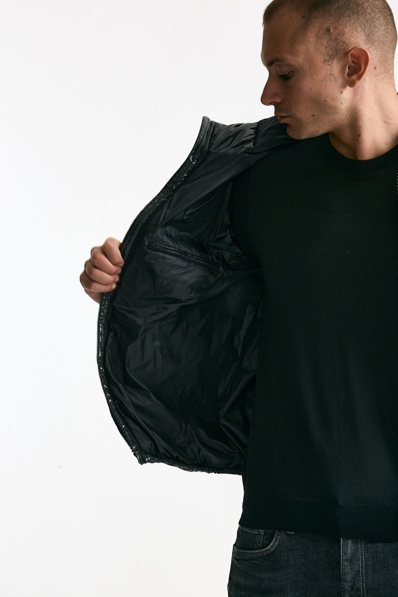 Piumino imbottito in nylon laccato grigio uomo Herno - 5
