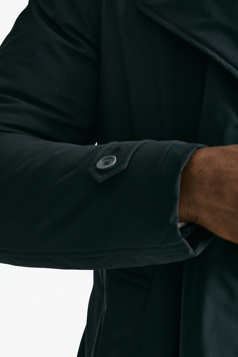 Giubbino doppiopetto imbottito in nylon stretch blu uomo Herno - 6