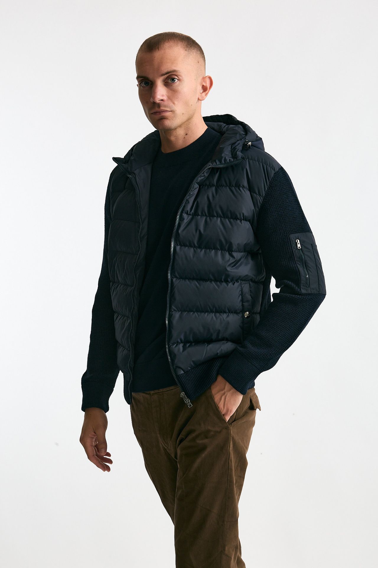 Giubbino blu esterno lana e nylon uomo Herno - 2