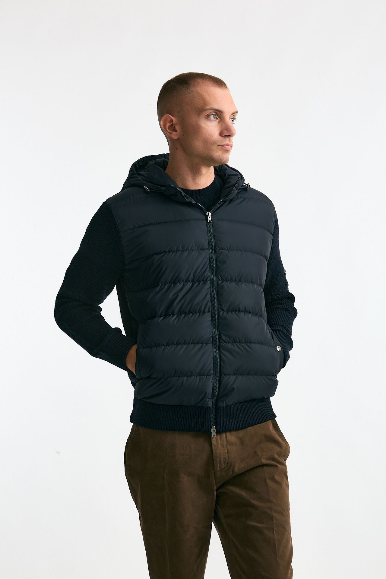 Giubbino blu esterno lana e nylon uomo Herno - 7