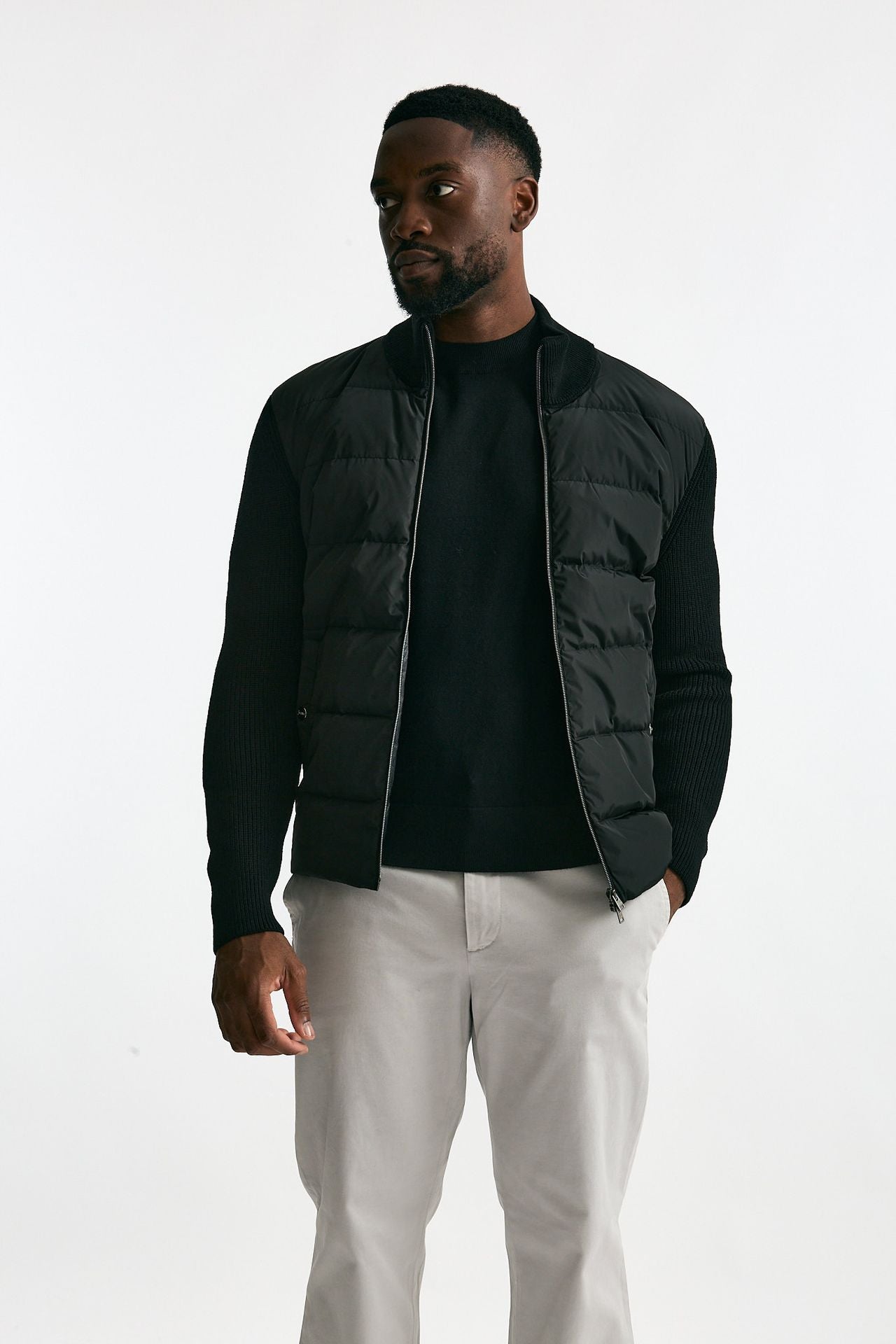 Giubbino nero esterno bimateriale uomo Herno - 2