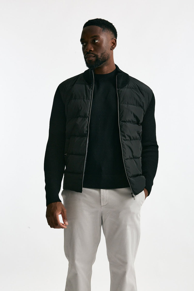 Giubbino nero esterno bimateriale uomo Herno - 2