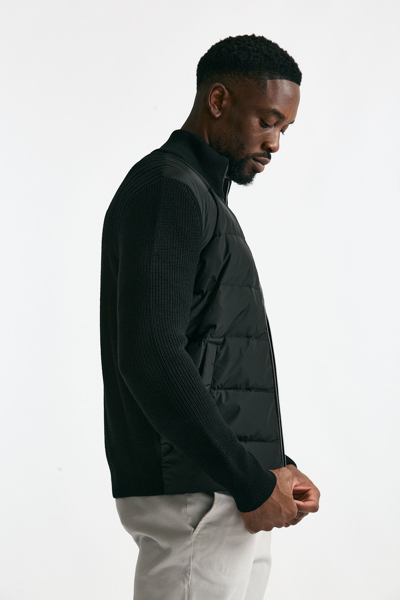 Giubbino nero esterno bimateriale uomo Herno - 1