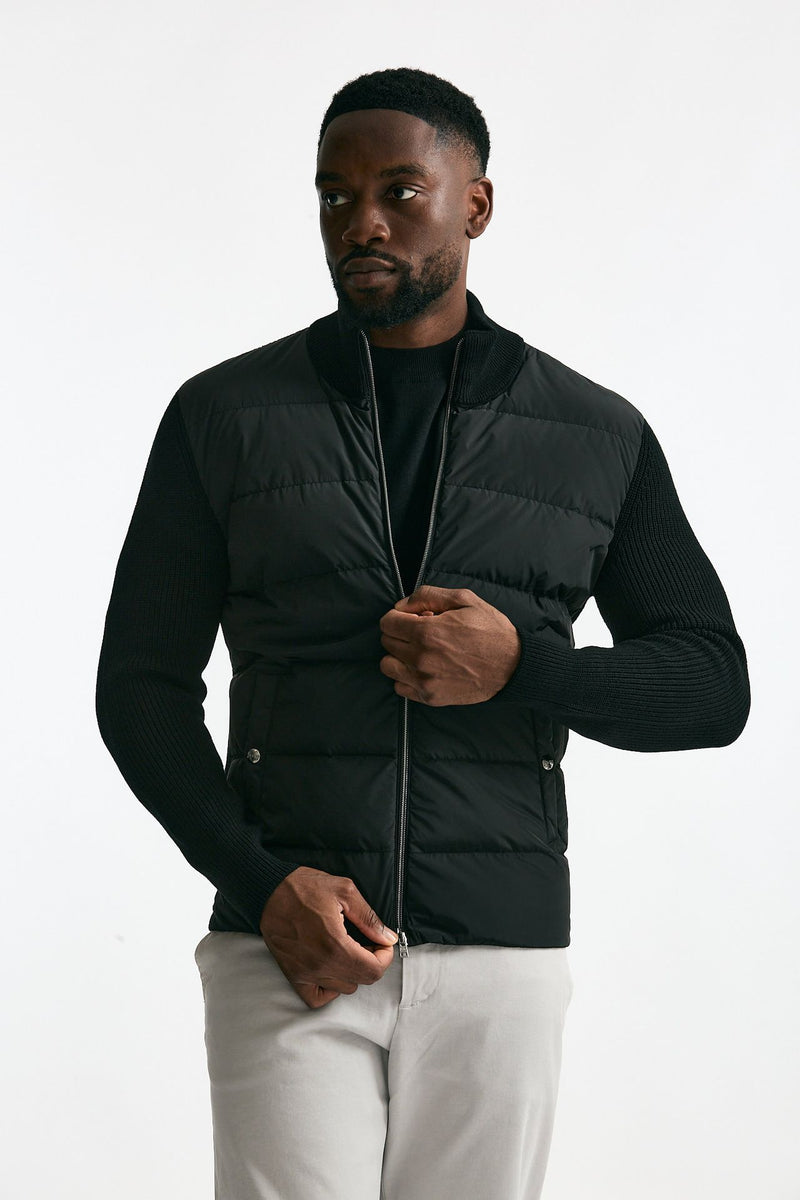 Giubbino nero esterno bimateriale uomo Herno - 5