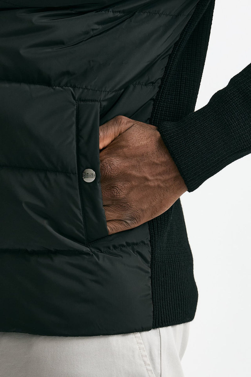 Giubbino nero esterno bimateriale uomo Herno - 6