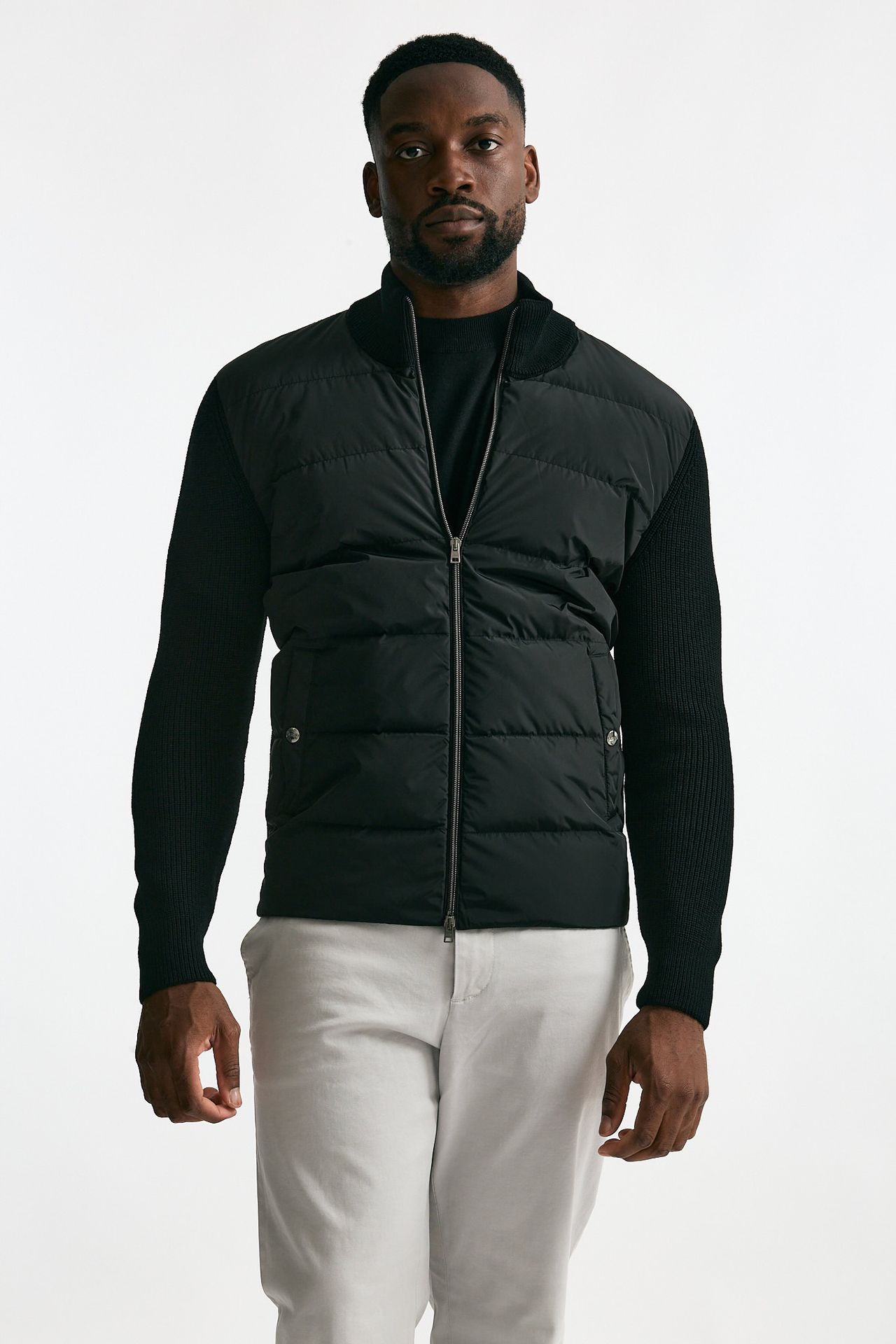 Giubbino nero esterno bimateriale uomo Herno - 7