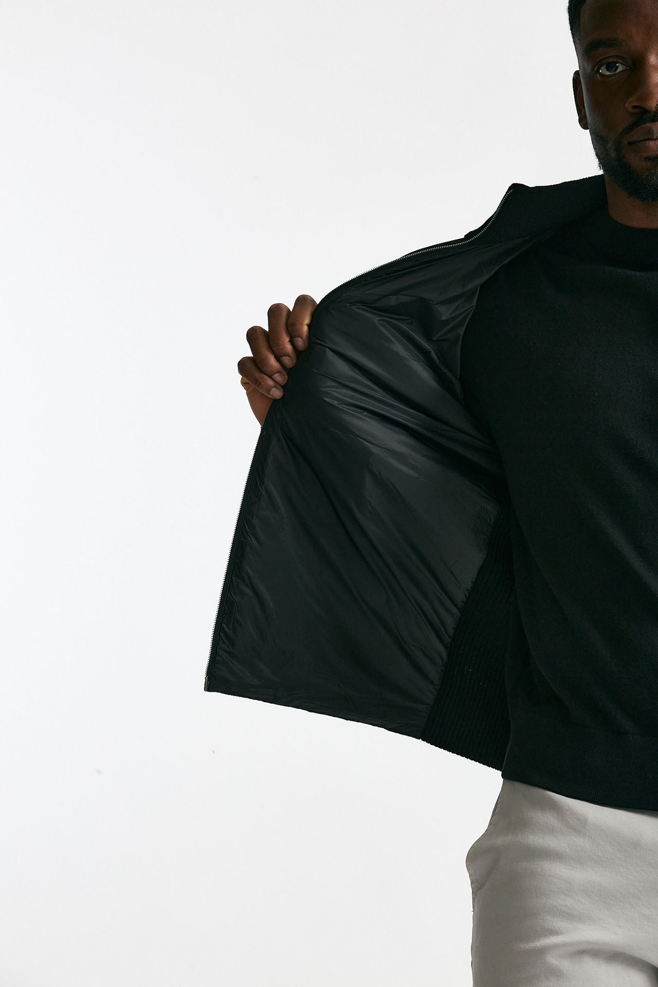 Giubbino nero esterno bimateriale uomo Herno - 8