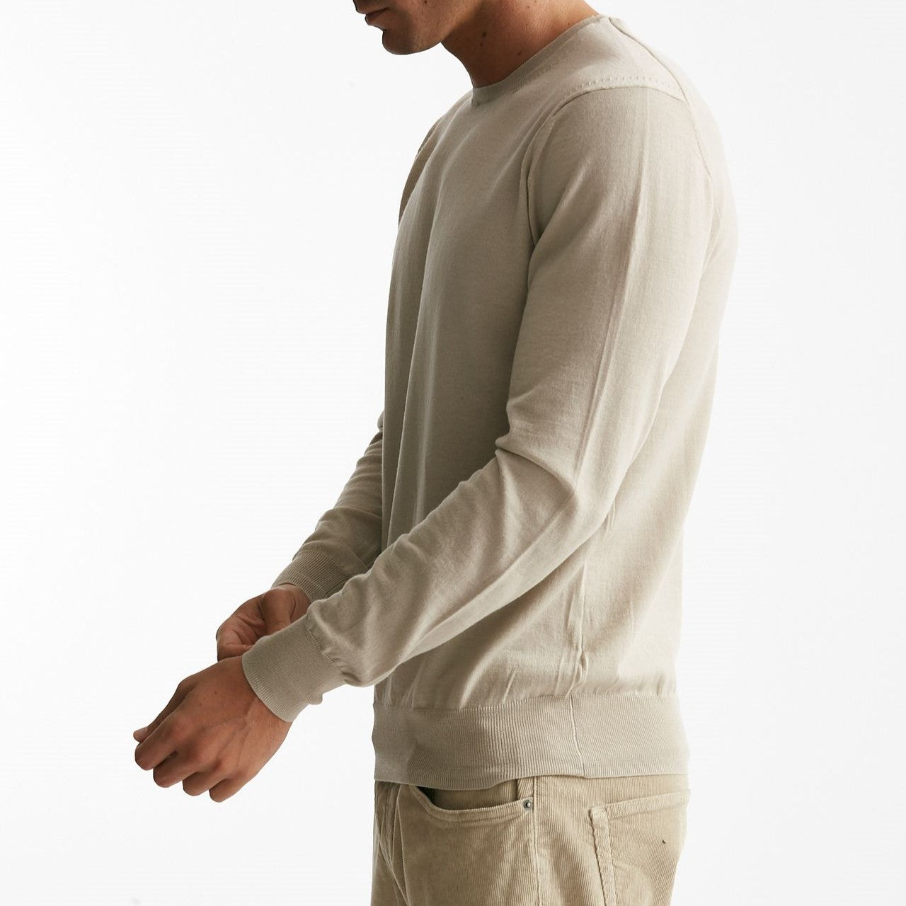 maglia in lana rasata perla uomo Hosio - 6