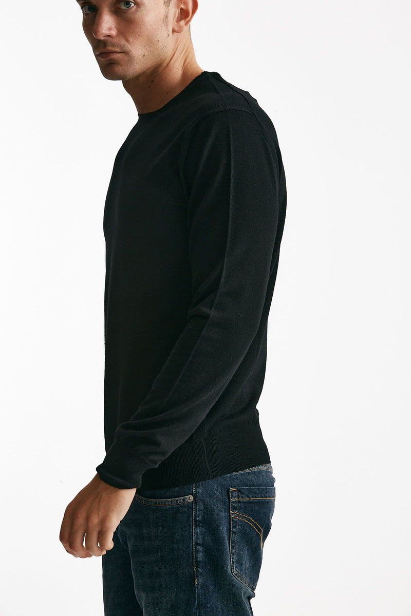 maglia girocollo in lana rasata nero uomo Hosio - 2