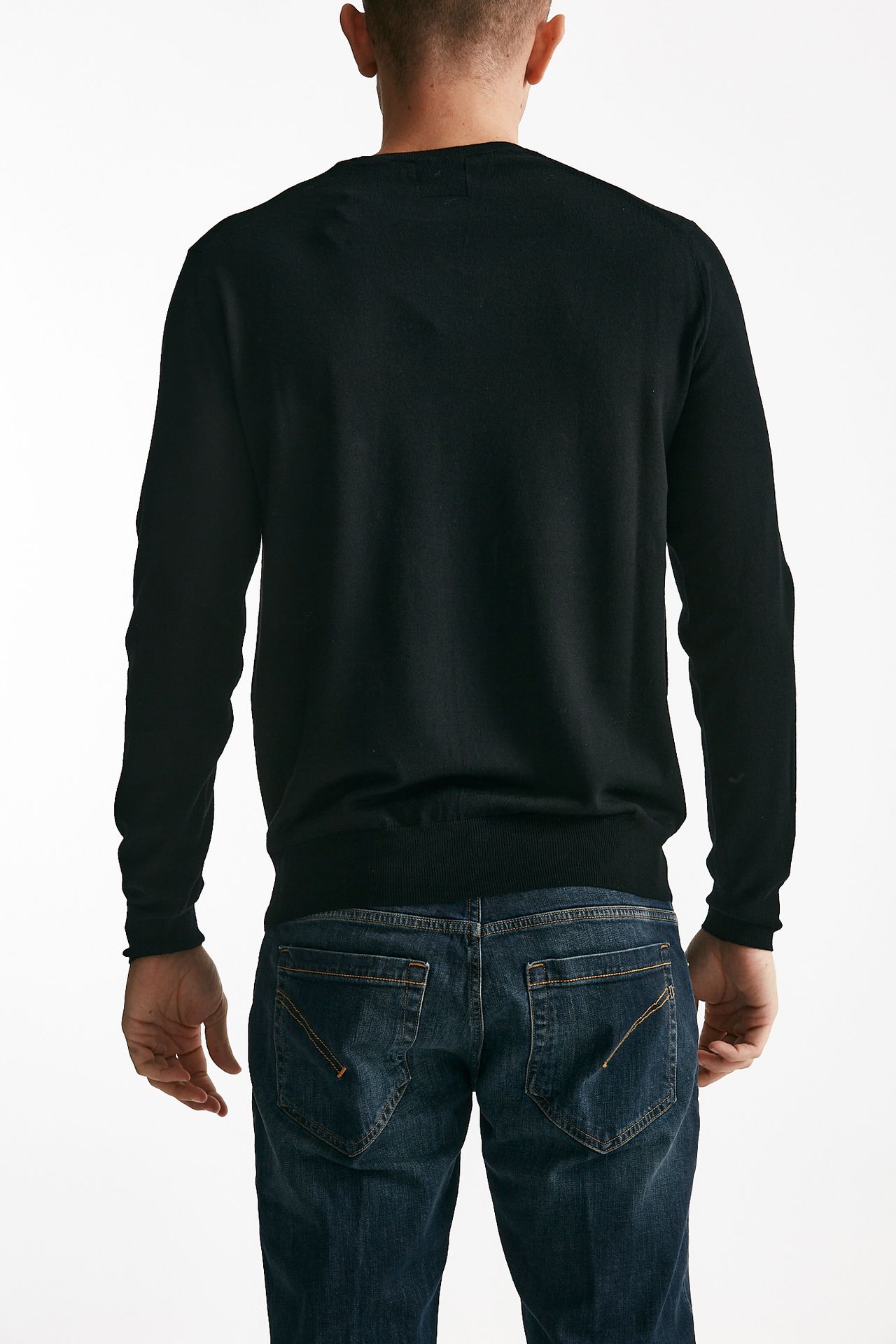 maglia girocollo in lana rasata nero uomo Hosio - 3