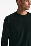maglia girocollo in lana rasata nero uomo Hosio - 5
