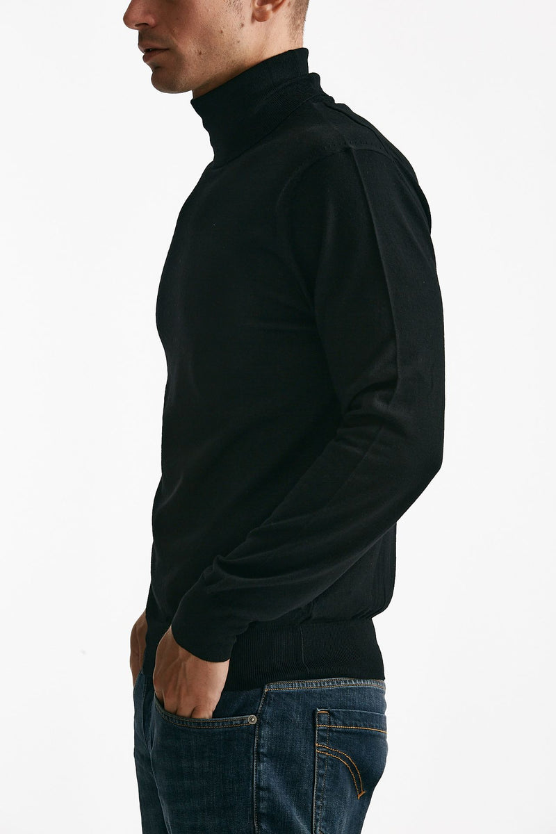 dolcevita in lana rasata nero uomo Hosio - 2