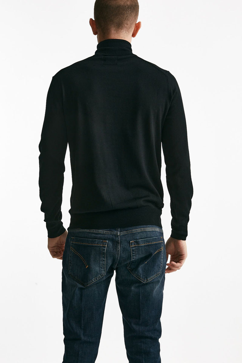 dolcevita in lana rasata nero uomo Hosio - 3