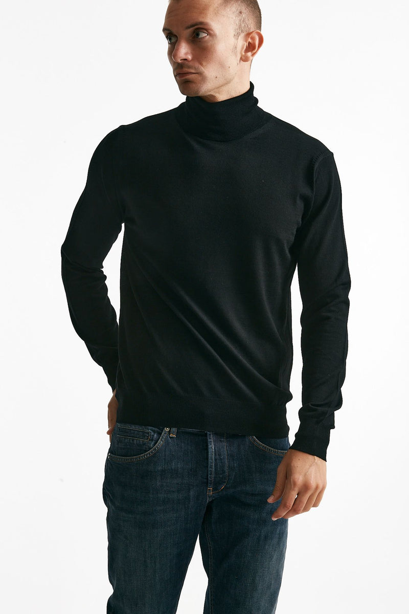 dolcevita in lana rasata nero uomo Hosio - 4