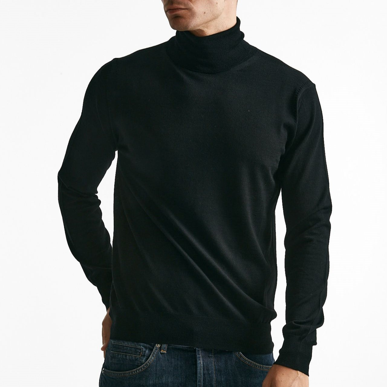 dolcevita in lana rasata nero uomo Hosio - 6