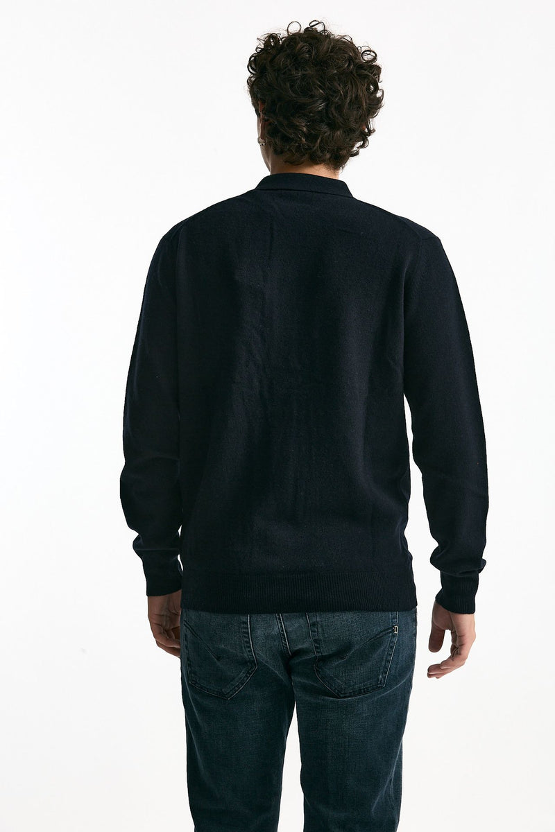 Maglia bottoni in lana blu uomo Hosio - 4